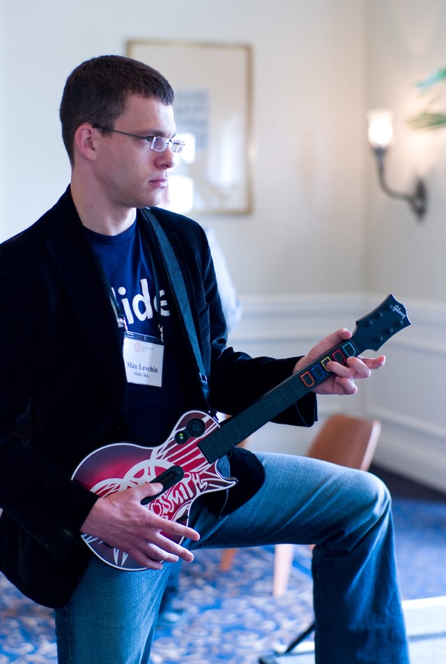 Max Levchin seen playing Guitar Hero