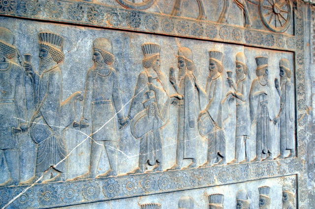 A bas-relief at Persepolis, depicting the united Medes and Persians