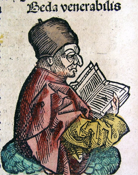 Depiction of the Venerable Bede (on CLVIIIv) from the Nuremberg Chronicle