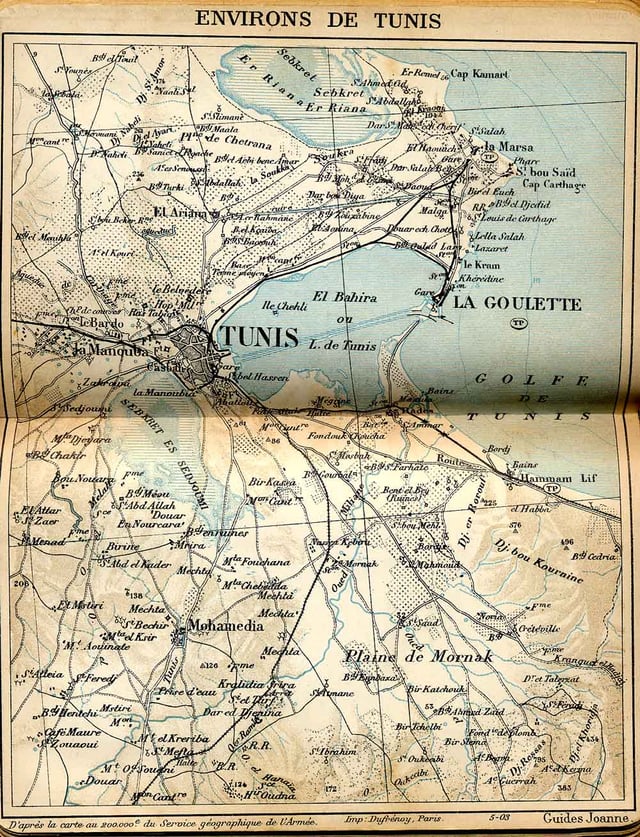 Historical map of the Tunis area (1903), showing St. Louis of Carthage between Sidi Bou Said and Le Kram.