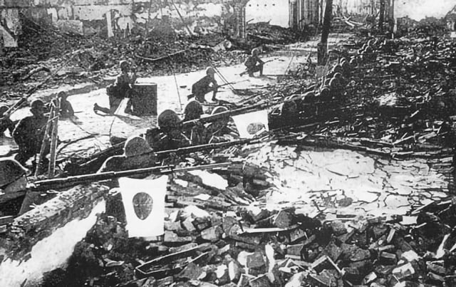 Japanese Imperial Army soldiers during the Battle of Shanghai, 1937