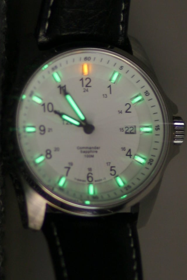 An illuminated watch face, using tritium