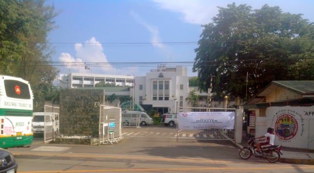 Front gate of the AFP Medical Center along V. Luna Road.