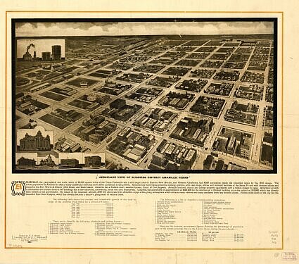 An aerial view of the Amarillo business district in 1912.