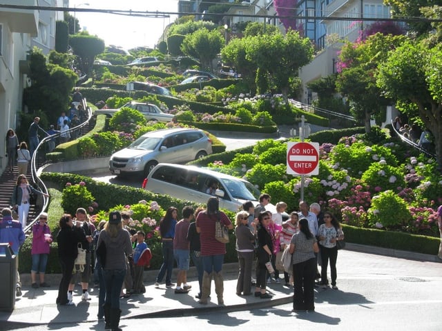 Lombard Street is a popular tourist destination in San Francisco, known for its “crookedness”