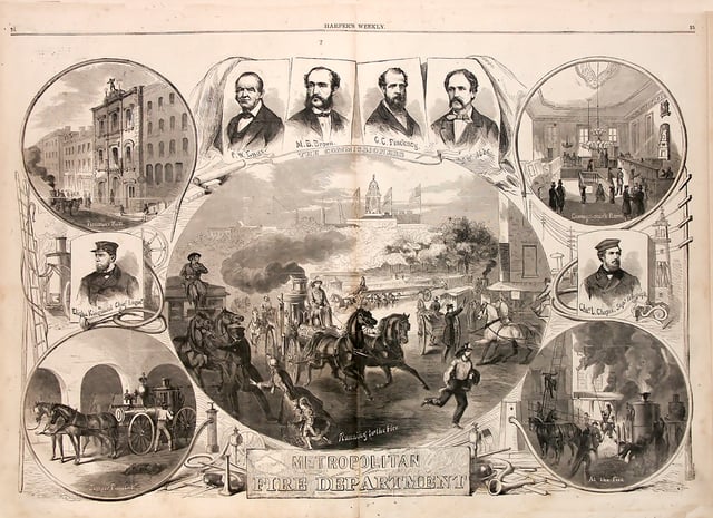Original sheet celebrating the official formation of the Metropolitan Fire Department, 1866