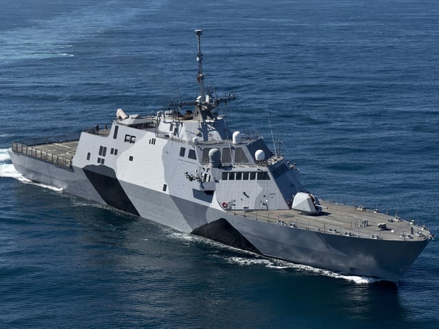 USS Freedom (LCS-1) underway in special naval camouflage
