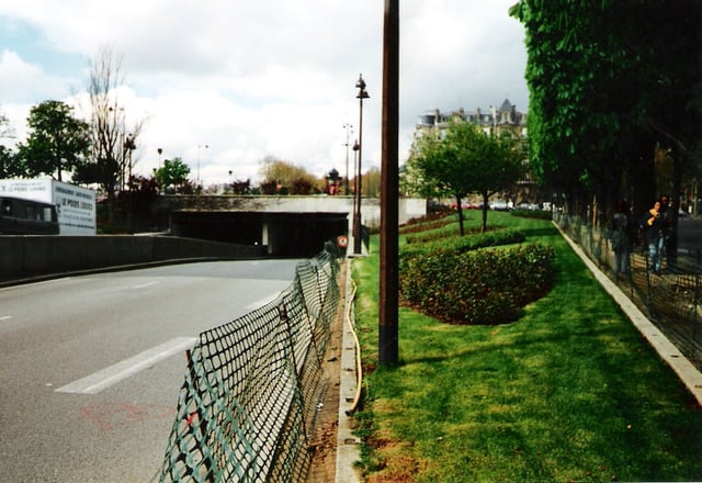 The entrance to the Pont de l'Alma tunnel, the site where Diana's car hit a Fiat and then the wall. There was no proper barrier and this contributed to her death