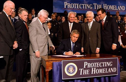 President George W. Bush signs the Homeland Security Appropriations Act of 2004 on October 1, 2003.