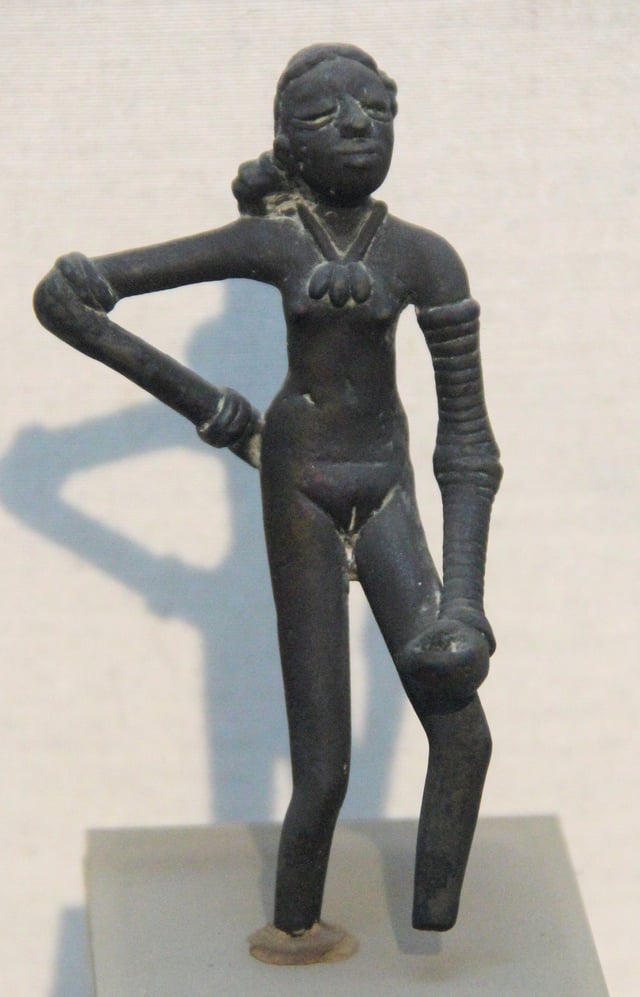 The Dancing Girl of Mohenjo-daro; 2400–1900 BCE; bronze; height: 10.8 cm (4​1⁄4 in.);