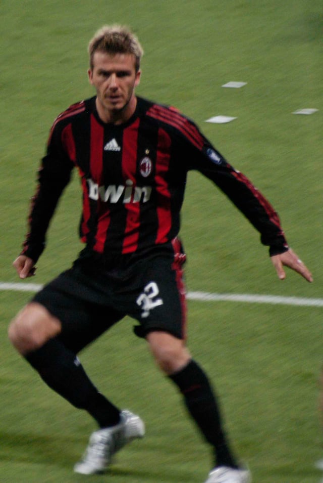 Beckham playing for Milan