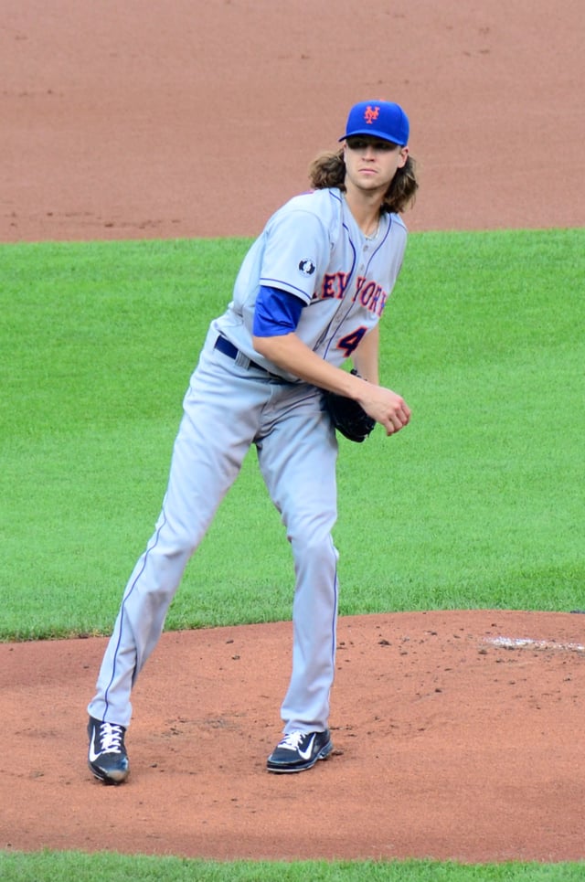 Jacob deGrom, the 2014 National League Rookie of the Year and 2018 National League Cy Young Award Winner.