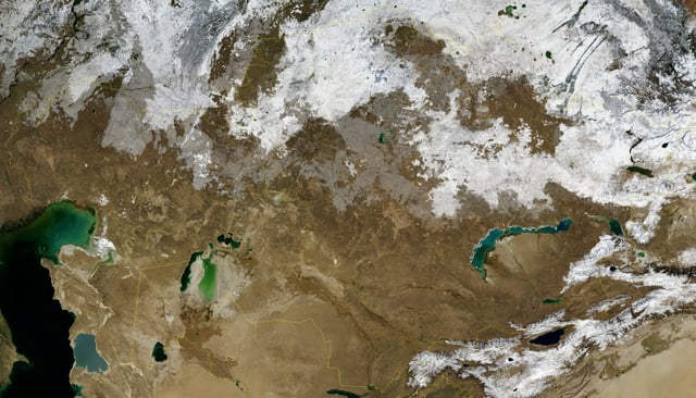 Satellite image of Kazakhstan in November 2004.