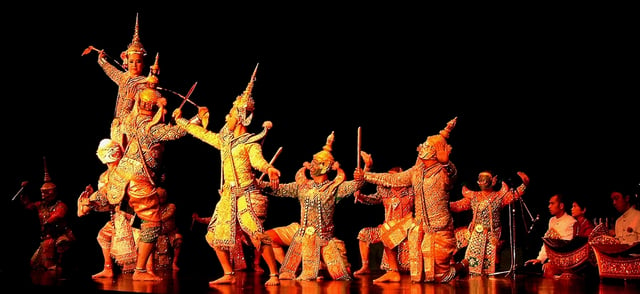 The Thai retelling of the tale—Ramakien—is popularly expressed in traditional regional dance theatre