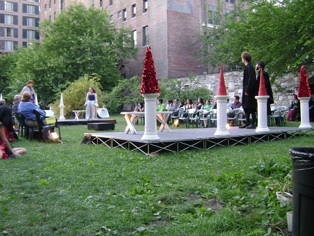 A production of John Reed's All the World's a Grave in the New York Marble Cemetery, which does not contain headstones
