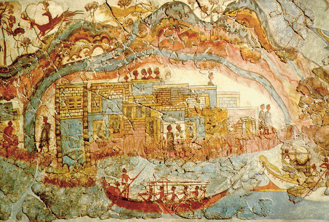 Minoan fresco, showing a fleet and settlement