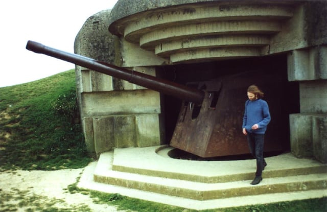 150 mm Second World War German gun emplacement in Normandy