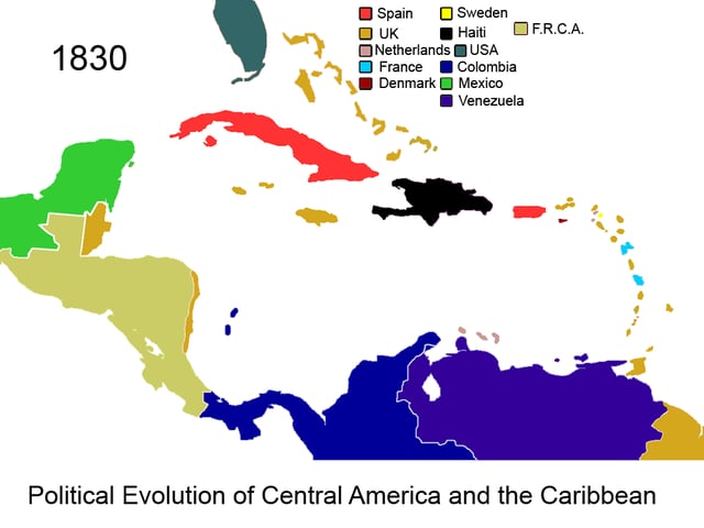Federal Republic of Central America and British colony of the Mosquito Coast in 1830
