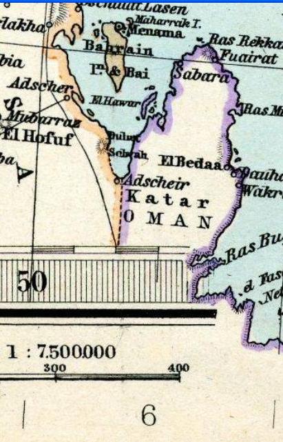 Qatar in an 1891 Adolf Stieler map
