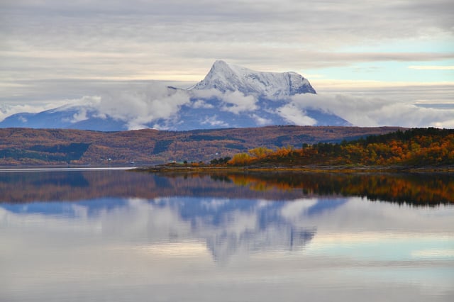 Late September in the fjords near Narvik, Norway. This oceanic part of the forest can see more than 1,000 mm (39 in) precipitation annually and has warmer winters than the vast inland taiga.