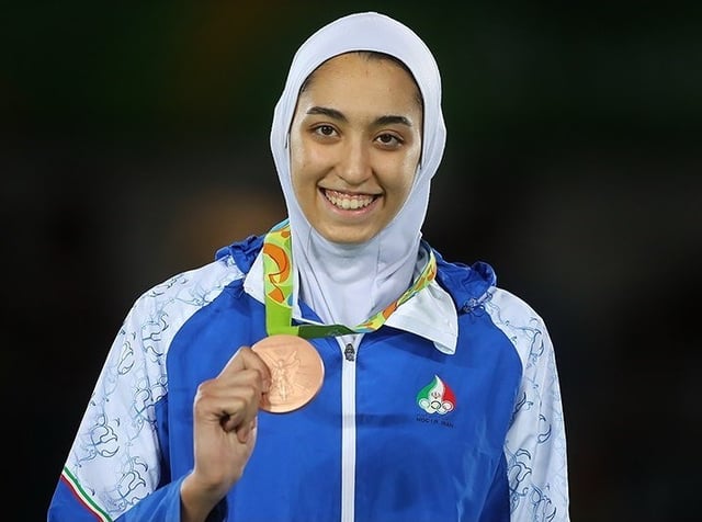 Taekwondo athlete Kimia Alizadeh wins bronze at the 2016 Summer Olympics.