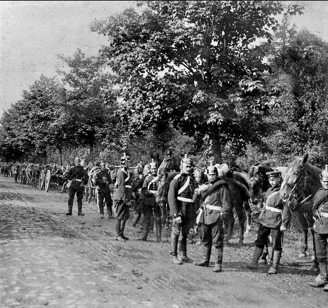 Column of Prussian Field Artillery by the side of a road at Torcy in September 1870
