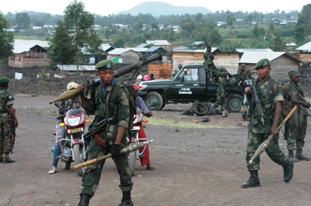 Government troops near Goma during the M23 rebellion in May 2013