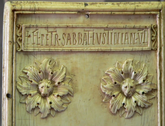 Consular diptych displaying Justinian's full name (Constantinople 521)