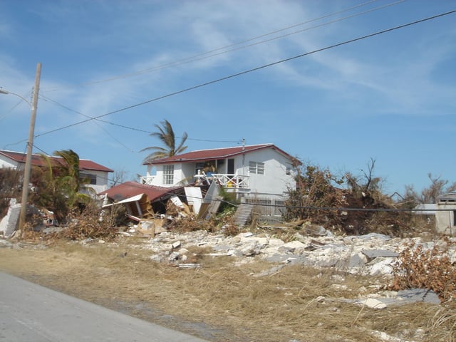 Damaged homes in the Bahamas in the aftermath of Hurricane Wilma in 2005