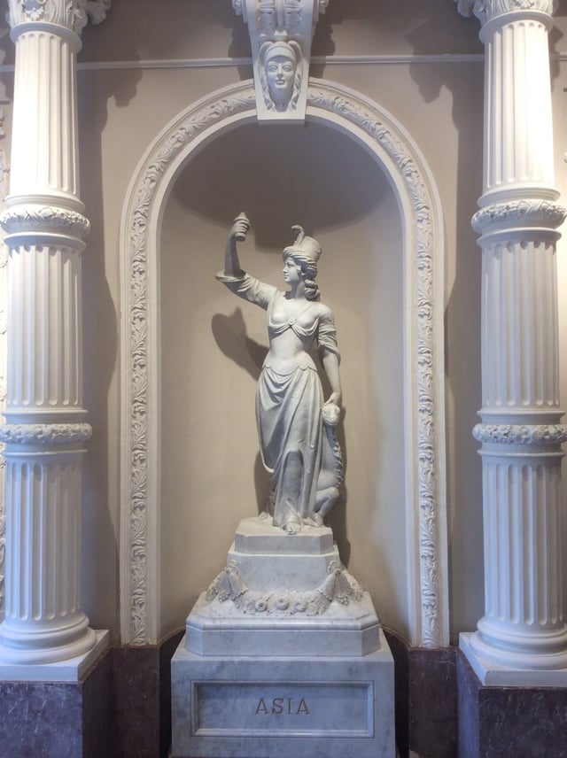 Statue representing Asia at Palazzo Ferreria, in Valletta, Malta