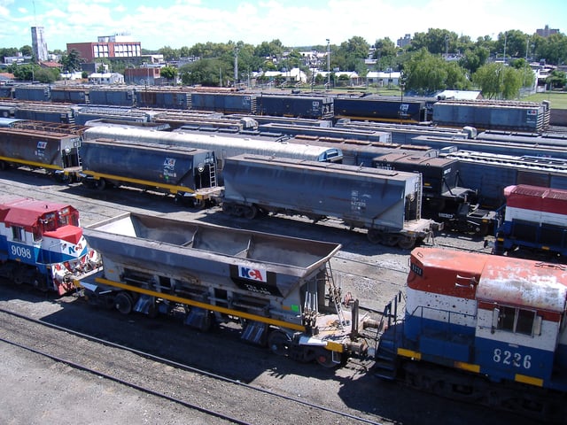 Nuevo Central Argentino (NCA) freight railway yards.