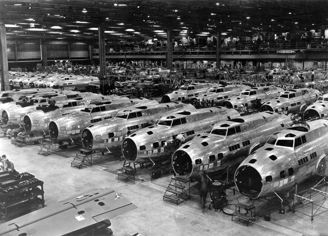 Boeing B-17E Flying Fortress bombers under construction, c. 1942