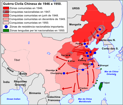 Map of the Chinese Civil War (1946–1950)