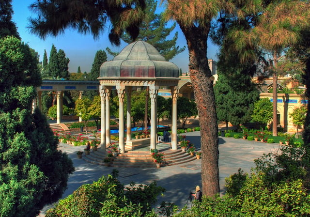 Tomb of Hafez, the medieval Persian poet whose works are regarded as a pinnacle in Persian literature and have left a considerable mark on later Western writers, most notably Goethe, Thoreau, and Emerson.
