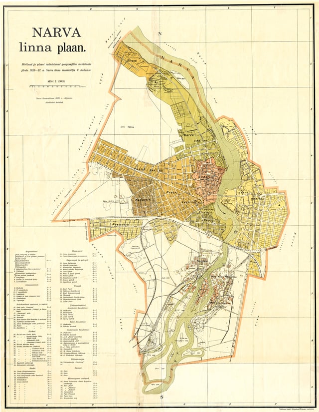 A 1929 plan of Narva (including Ivangorod, part of Narva at the time)