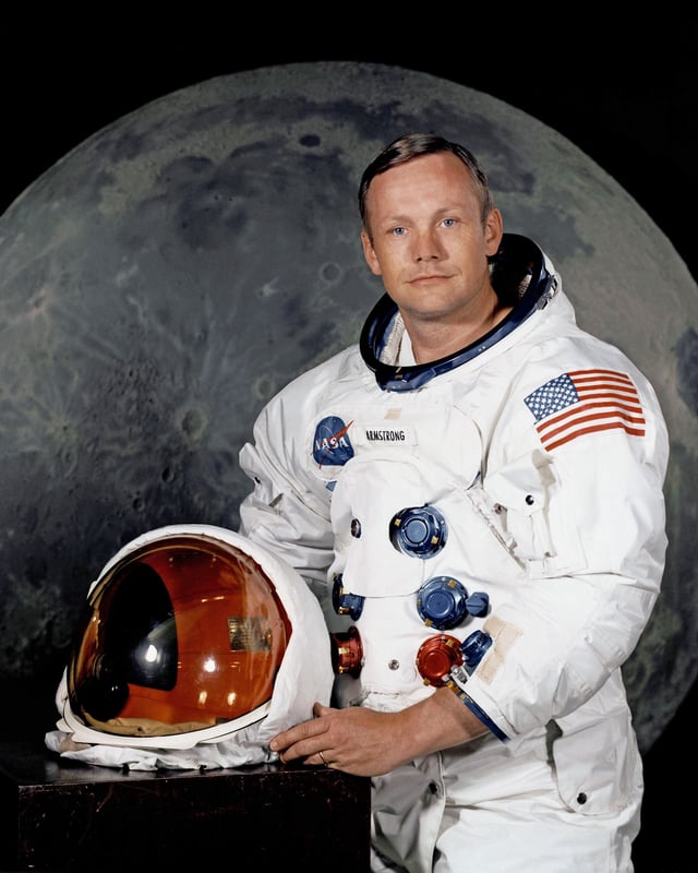 Flag of the United States on American astronaut Neil Armstrong's space suit
