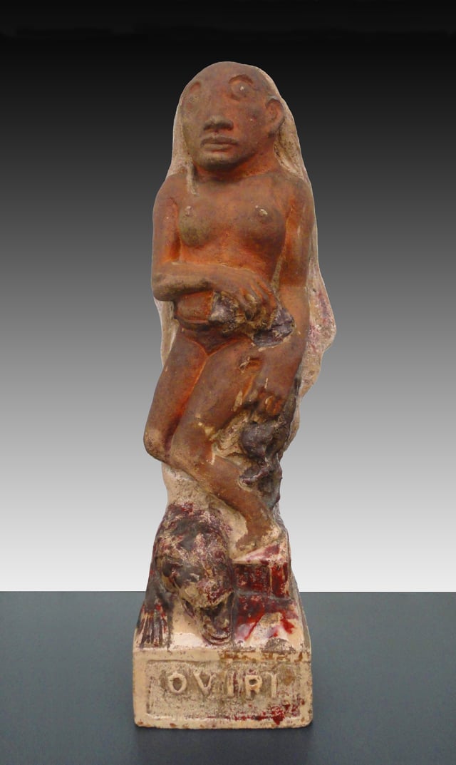 Gauguin, 1894, Oviri (Sauvage), partially glazed stoneware, 75 × 19 × 27 cm, Musée d'Orsay, Paris