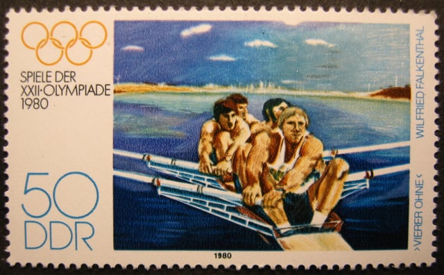 Rowing at the Olympic Games on an East German Stamp for the 1980 Olympic Games