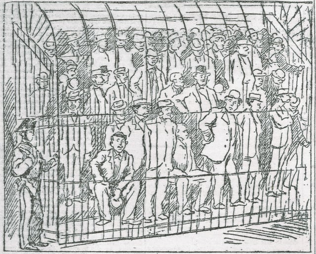 Sketch of the 1901 maxi trial of suspected mafiosi in Palermo. From the newspaper L'Ora, May 1901