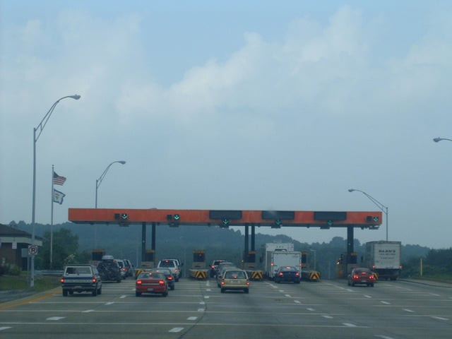 A toll plaza on the West Virginia Turnpike