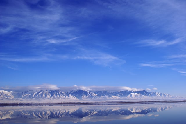 A portion of the Great Salt Lake in Utah, United States