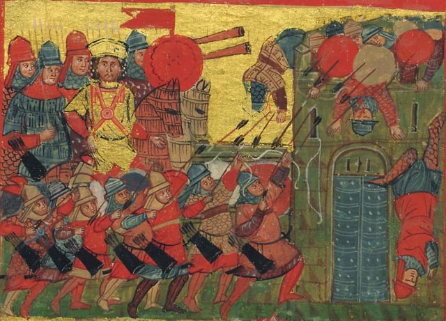 Alexander the Great depicted in a 14th-century Byzantine manuscript