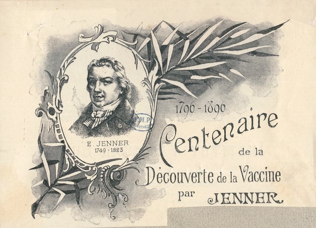 French print in 1896 marking the centenary of Jenner's vaccine