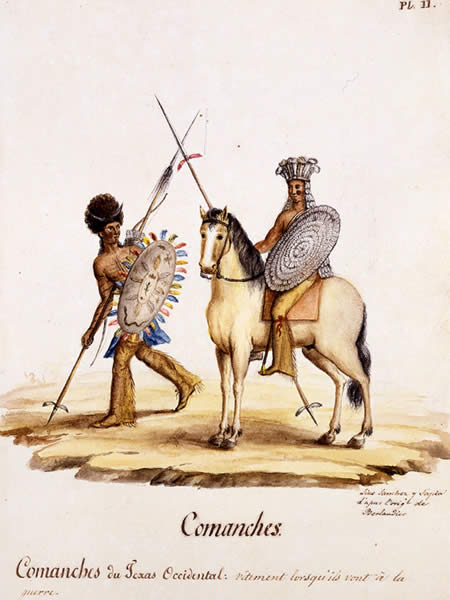 Comanches of West Texas in war regalia, c. 1830