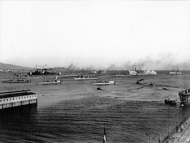 The Greek fleet assembled at Phaleron Bay on 5/18 October 1912, before sailing for Lemnos