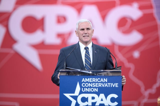 Governor Mike Pence speaking at the 2015 Conservative Political Action Conference (CPAC) in National Harbor, Maryland, on February 27, 2015