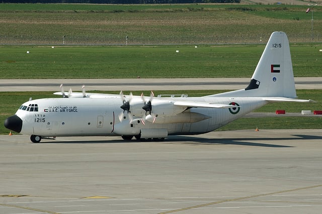 UAEAF Lockheed L-100 at Geneva International Airport, 2003