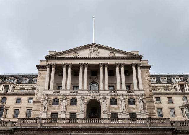 The Bank of England, on Threadneedle Street, is the central bank of the United Kingdom.