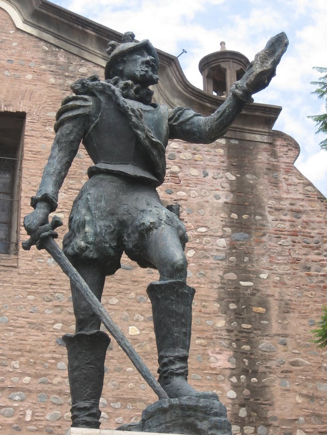Monument to Jerónimo Luis de Cabrera, depicting his 1573 foundation of Córdoba