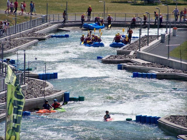 The artificial whitewater course Kanupark Markkleeberg at Markkleeberger See.